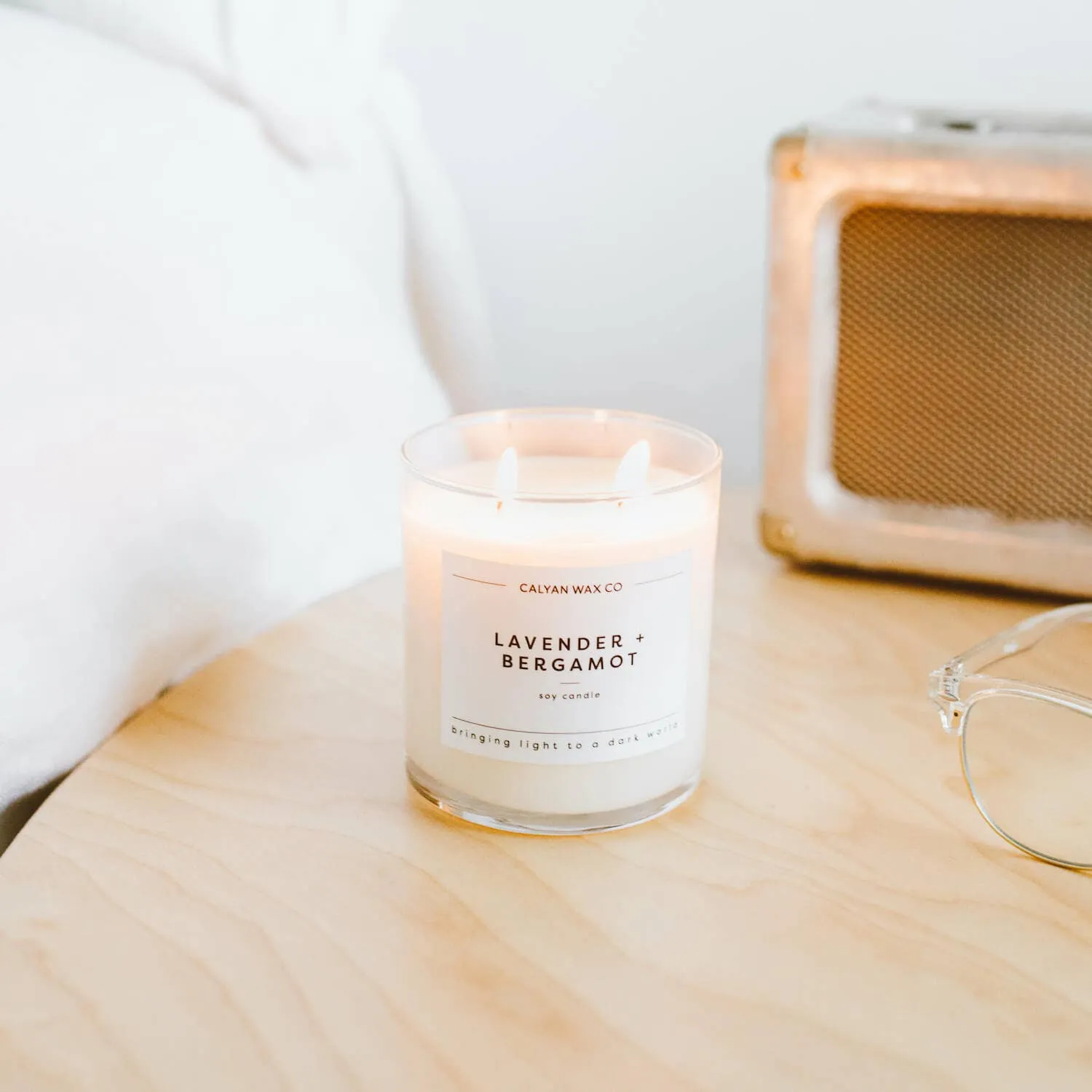 Lavender   Bergamot Glass Tumbler Soy Candle