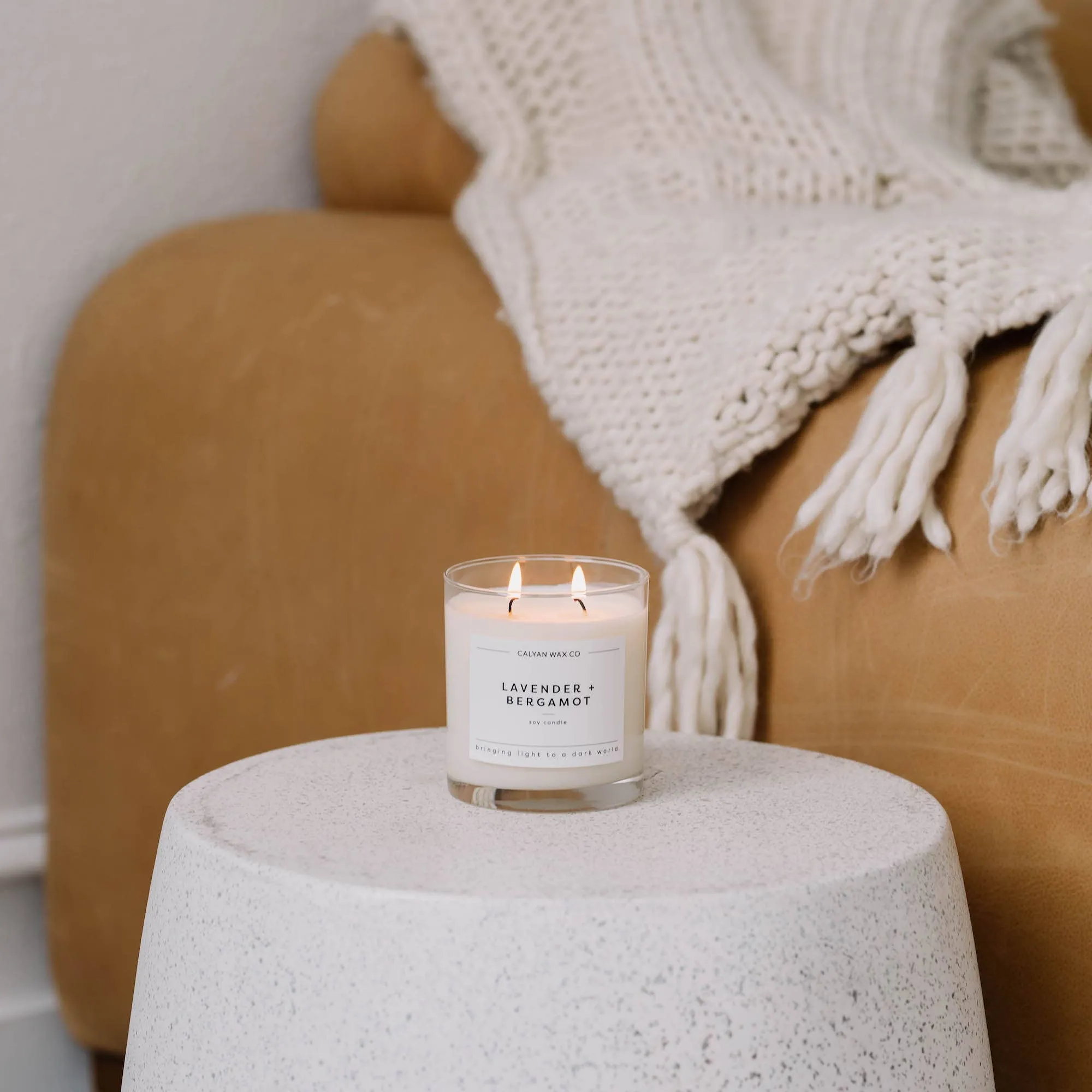 Lavender   Bergamot Glass Tumbler Soy Candle