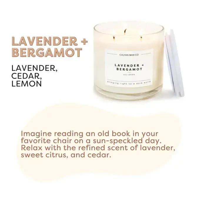 Lavender   Bergamot Glass Tumbler Soy Candle