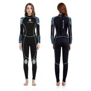 LayaTone Wetsuit Women Full Body 3mm Neoprene Diving Suit with Back Zip, Wetsuits for Women in Cold Water Swimming Diving Snorkeling Kayaking