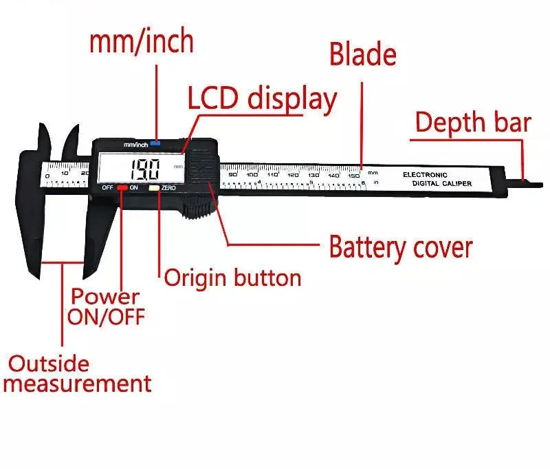 LCD Digital Electronic Carbon Fiber Vernier Caliper Gauge Micrometer Measuring Tool