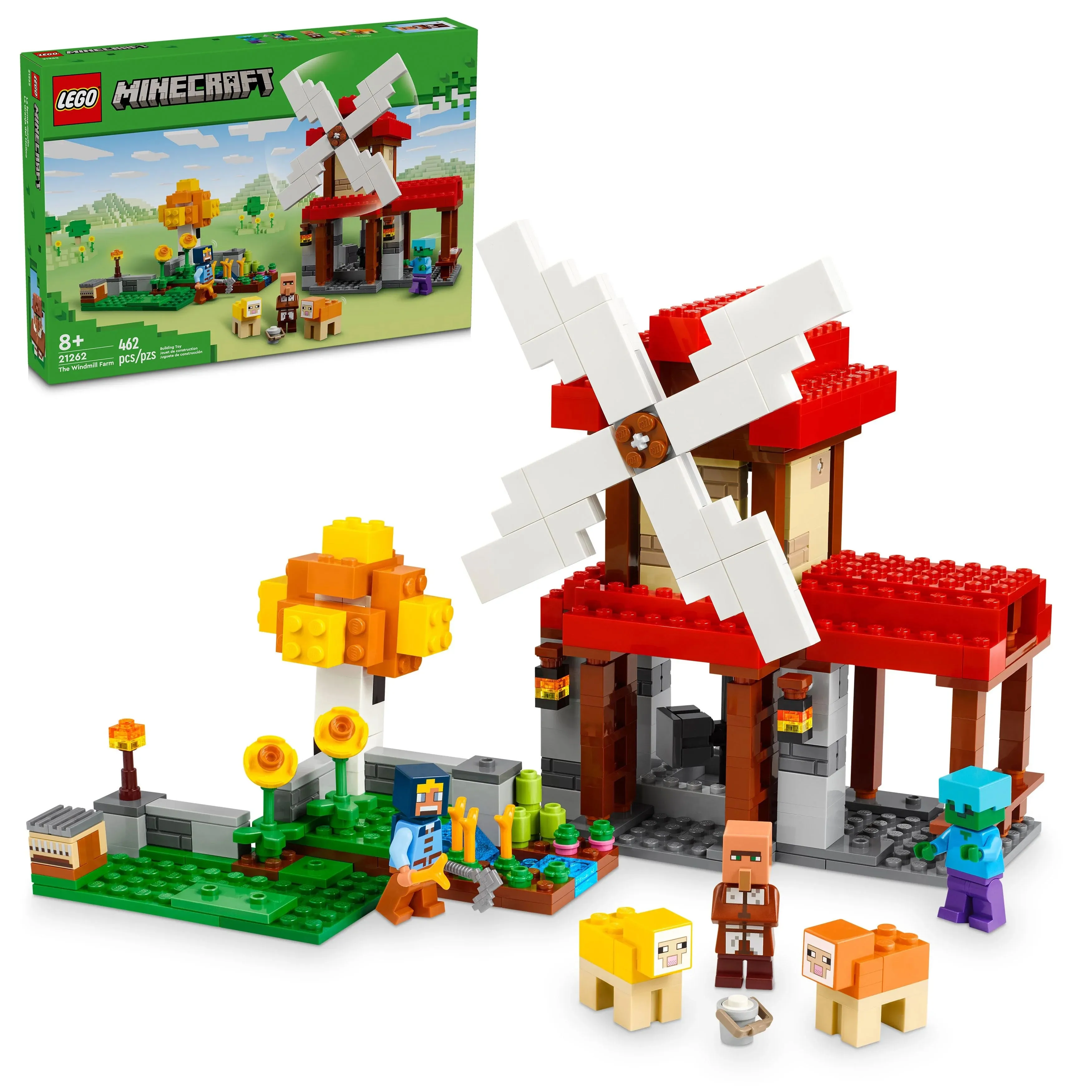 LEGO® Minecraft® The Windmill Farm Video-Game Set, Adventure Toy and Zombie Gift for Kids 21262