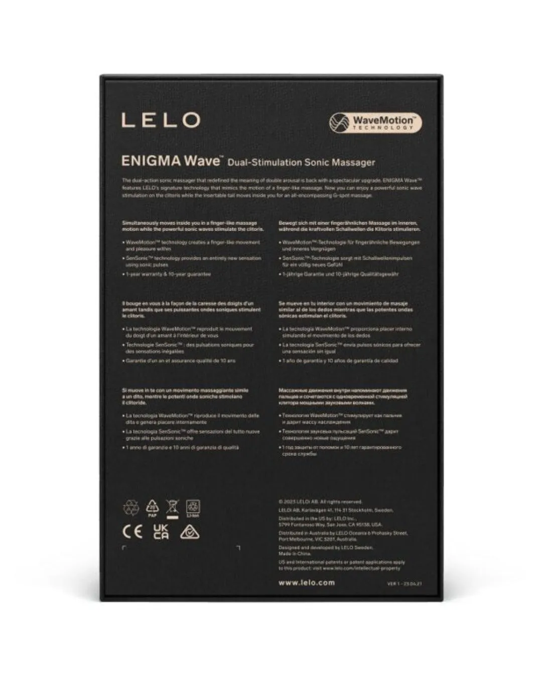 LELO Enigma Wave 3-Motor Dual Stimulation Sonic Massager with WaveMotion Technology