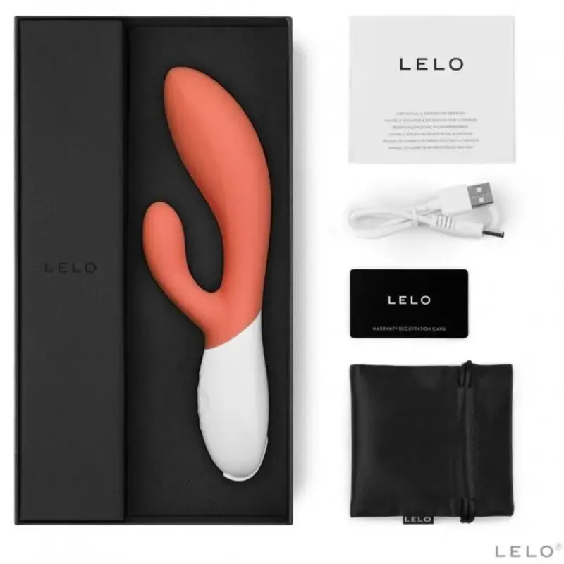 Lelo Ina 3 Coral Silicone Orange Rechargeable Rabbit Vibrator