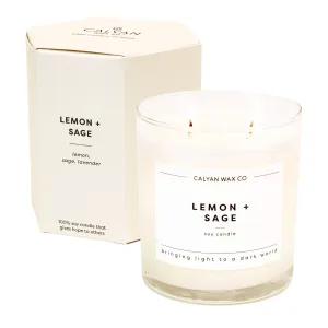 Lemon   Sage Glass Tumbler Soy Candle