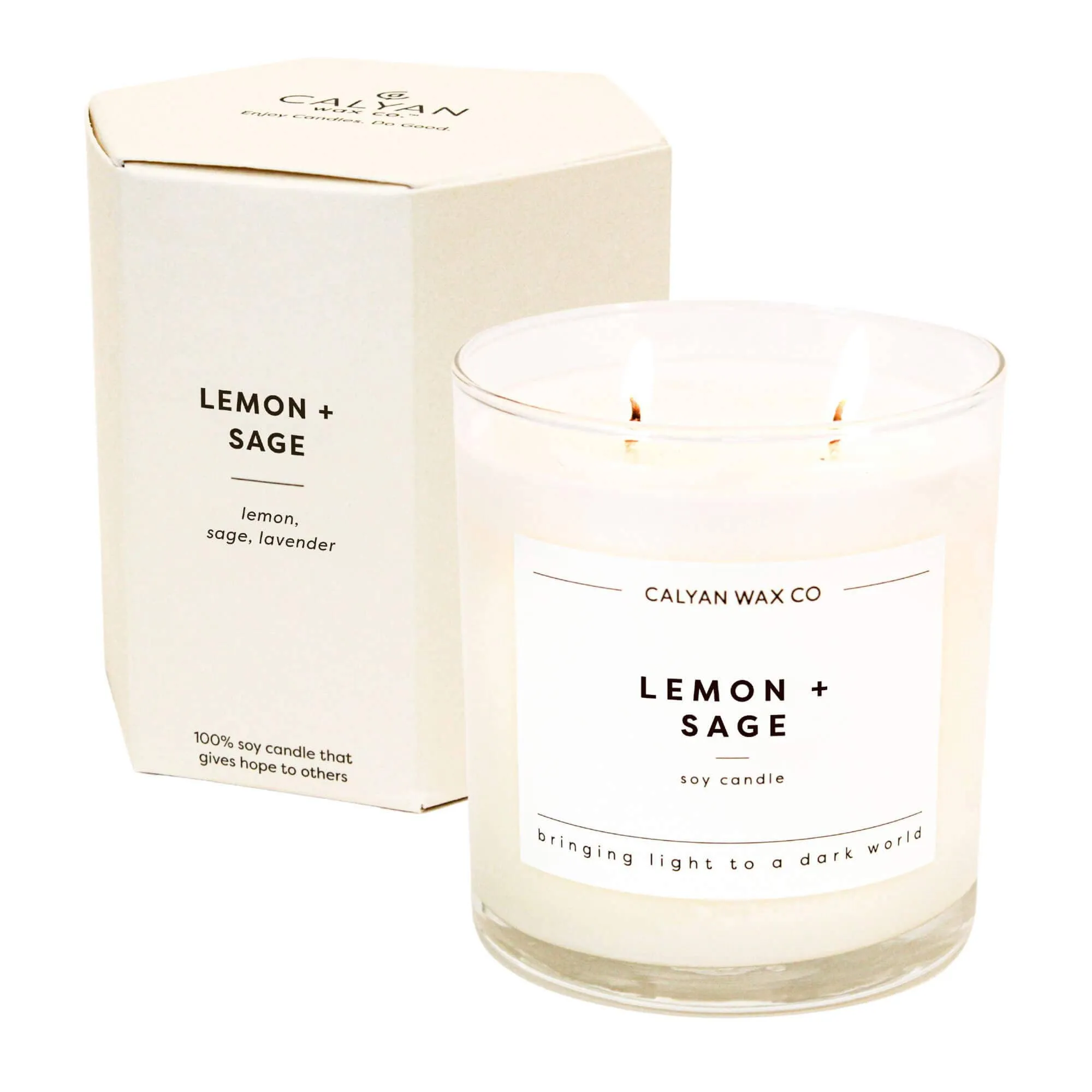 Lemon   Sage Glass Tumbler Soy Candle