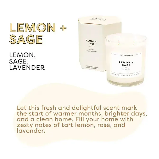 Lemon   Sage Glass Tumbler Soy Candle