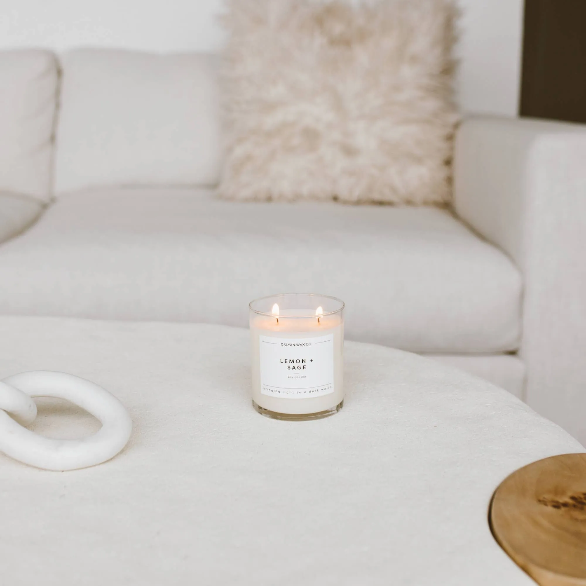 Lemon   Sage Glass Tumbler Soy Candle