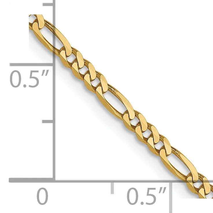 Leslies 14k Yellow Gold 2.2mm Flat Figaro Chain