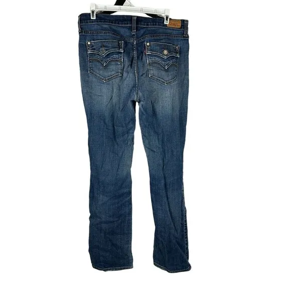 Levi's 505 Straight Leg Womens Blue Jeans Size 10 Distressed Denim