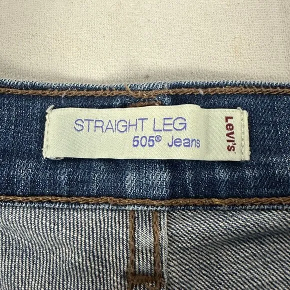 Levi's 505 Straight Leg Womens Blue Jeans Size 10 Distressed Denim