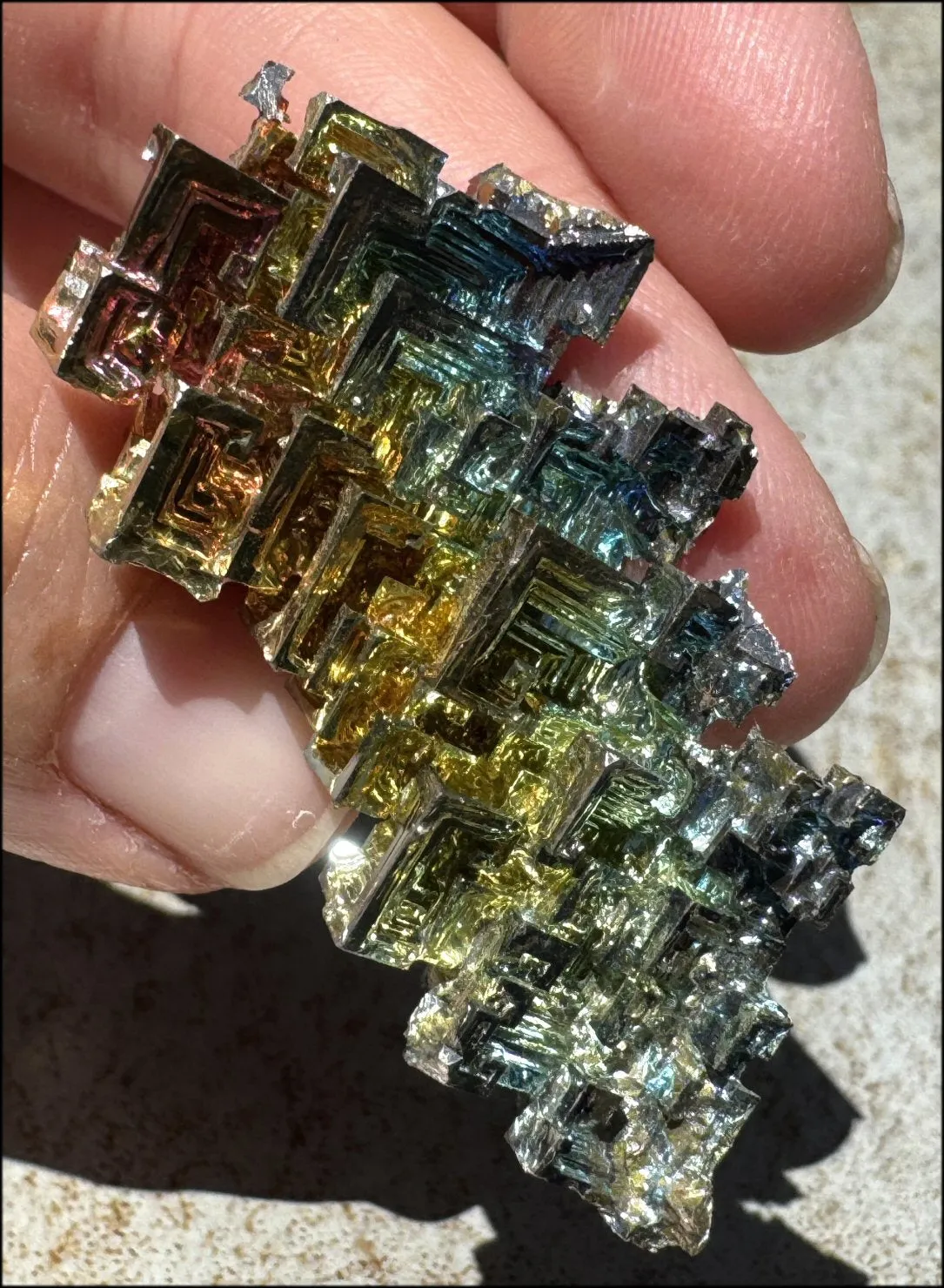 Lg. BISMUTH Crystal Specimen with Fabulous Geometric Patterns - Promote calm