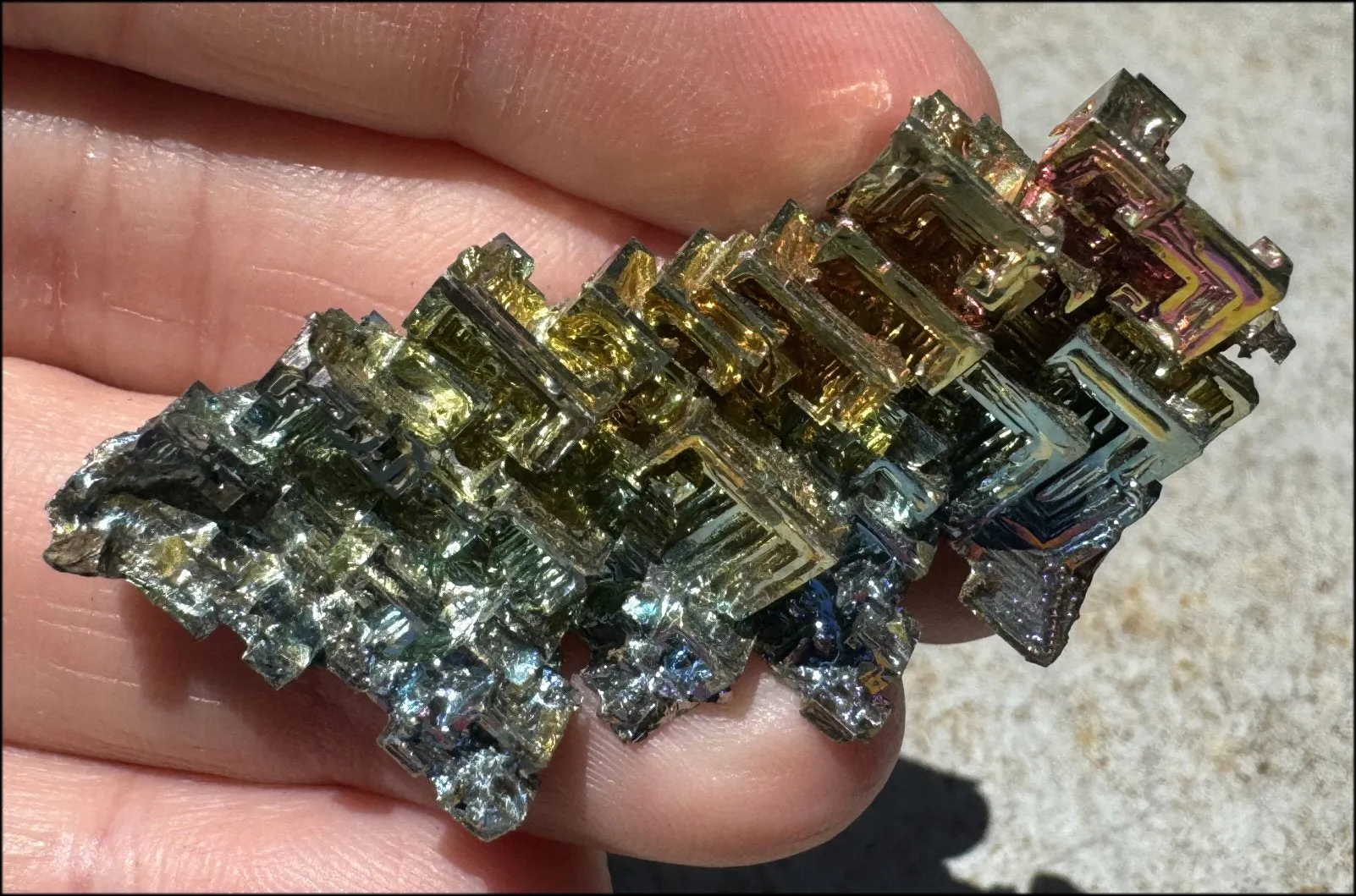 Lg. BISMUTH Crystal Specimen with Fabulous Geometric Patterns - Promote calm