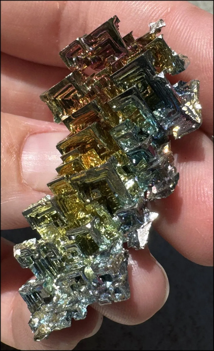 Lg. BISMUTH Crystal Specimen with Fabulous Geometric Patterns - Promote calm