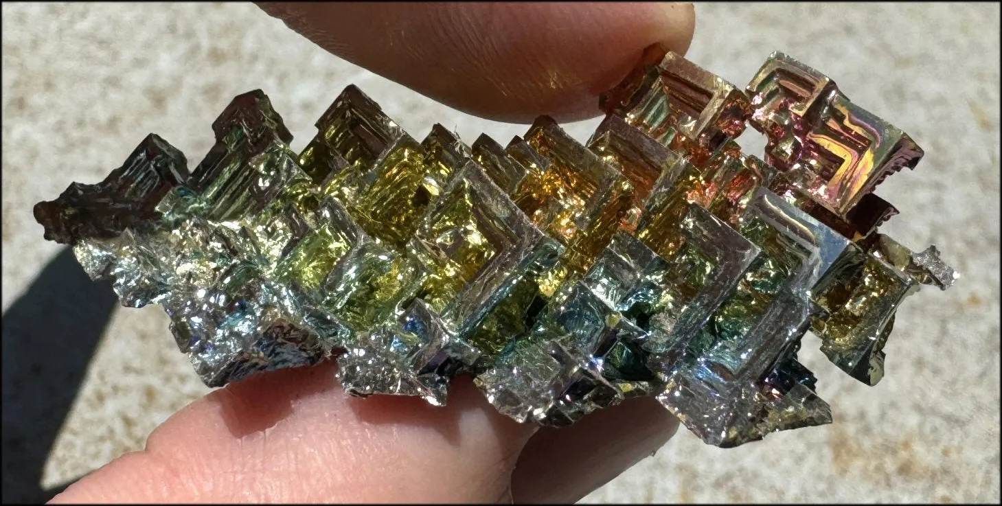Lg. BISMUTH Crystal Specimen with Fabulous Geometric Patterns - Promote calm