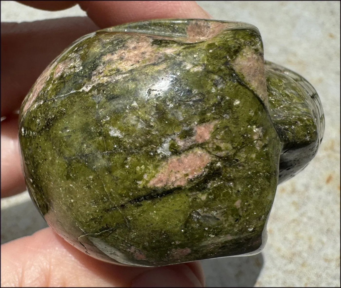 Lg. UNAKITE Crystal Skull - Connect with Mother Earth - with Synergy 9  years