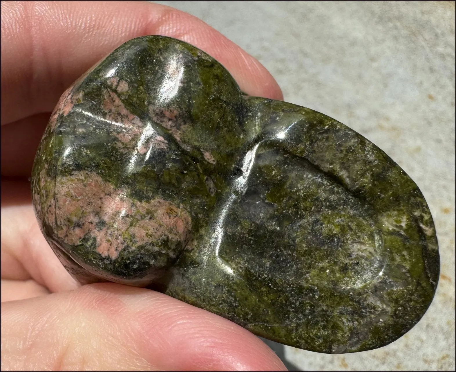 Lg. UNAKITE Crystal Skull - Connect with Mother Earth - with Synergy 9  years
