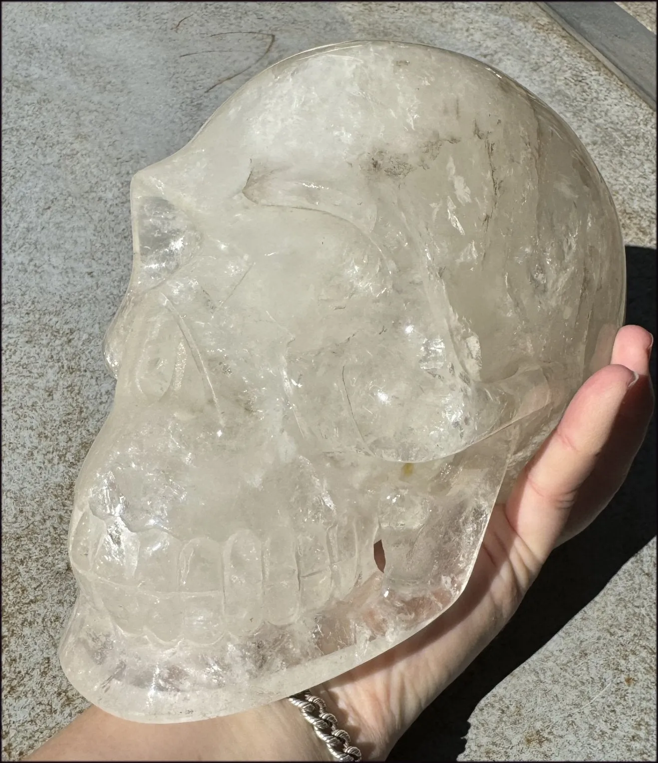 LifeSize Himalayan Quartz Crystal Skull with Multi-Colored Hematite, Fantastic Shimmery Rainbows! - Just over 8lbs