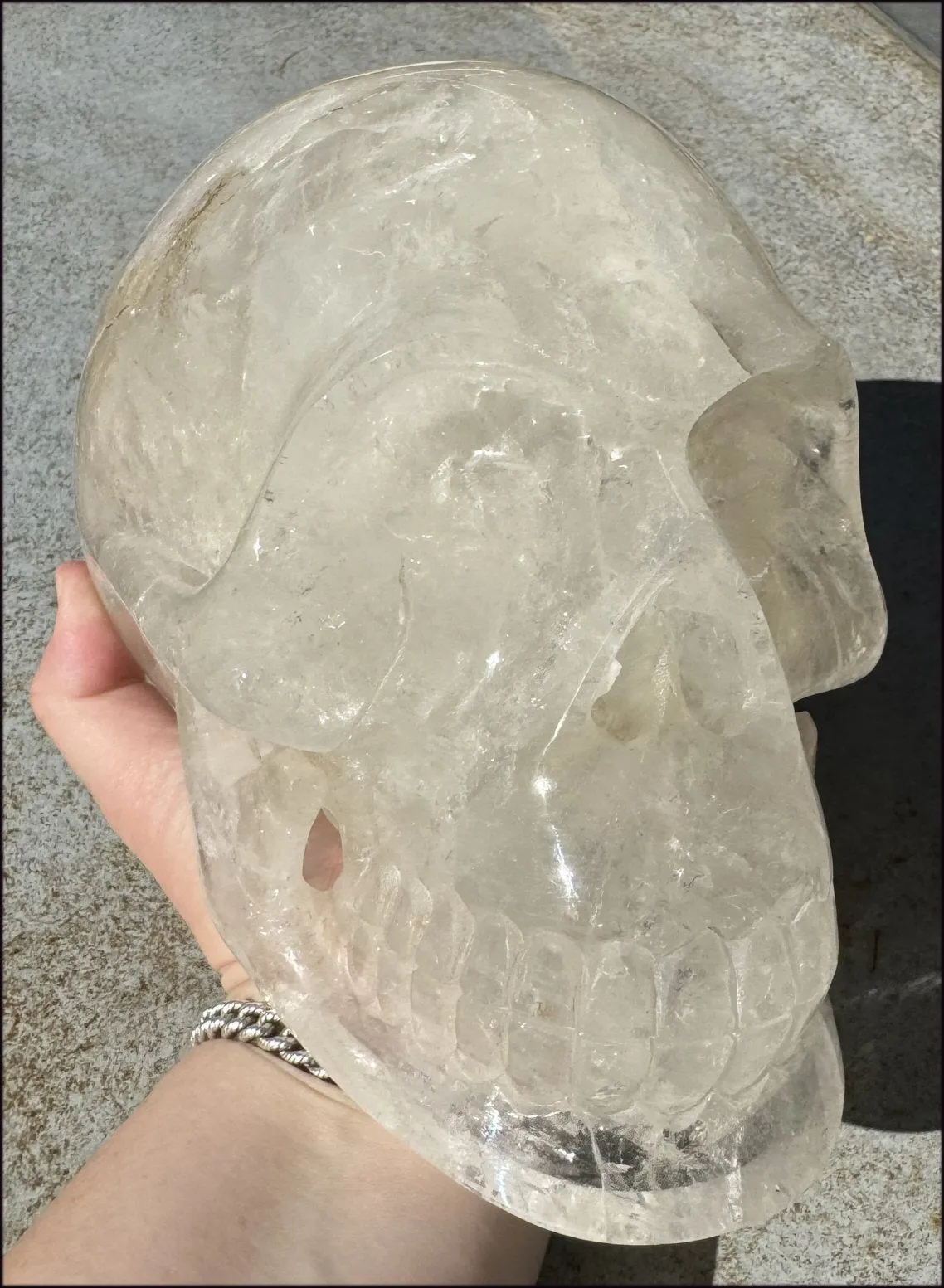 LifeSize Himalayan Quartz Crystal Skull with Multi-Colored Hematite, Fantastic Shimmery Rainbows! - Just over 8lbs