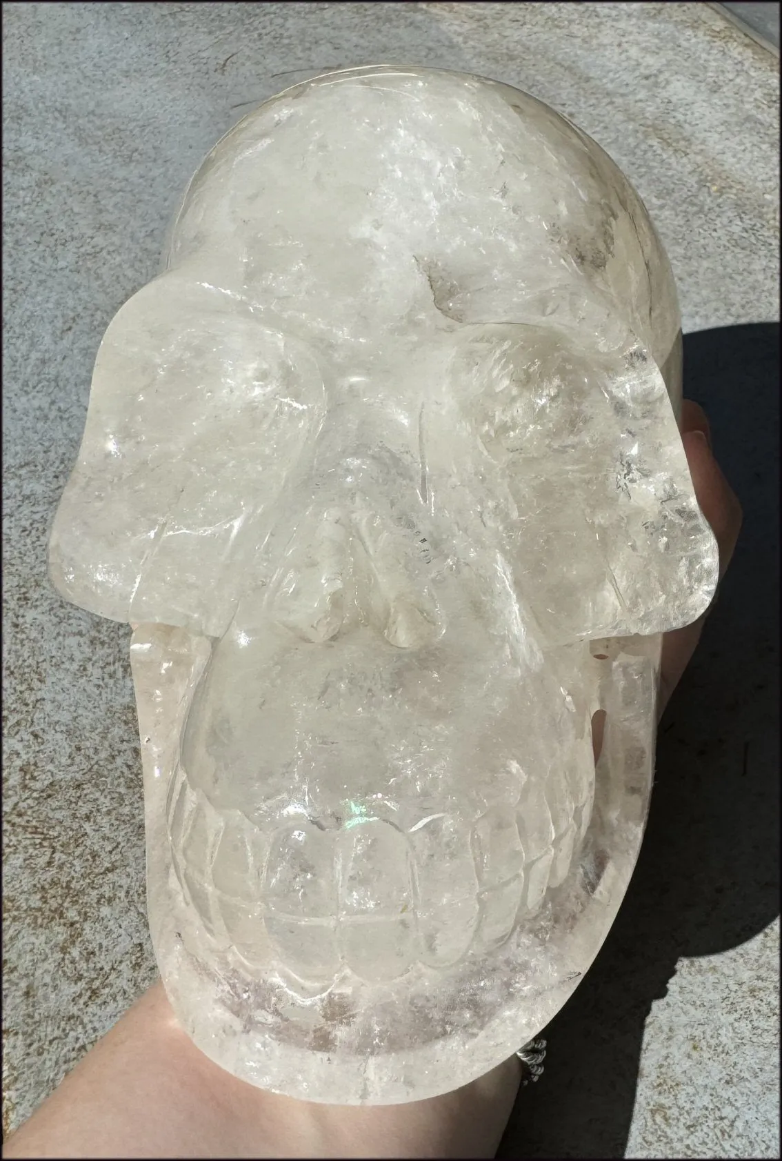 LifeSize Himalayan Quartz Crystal Skull with Multi-Colored Hematite, Fantastic Shimmery Rainbows! - Just over 8lbs