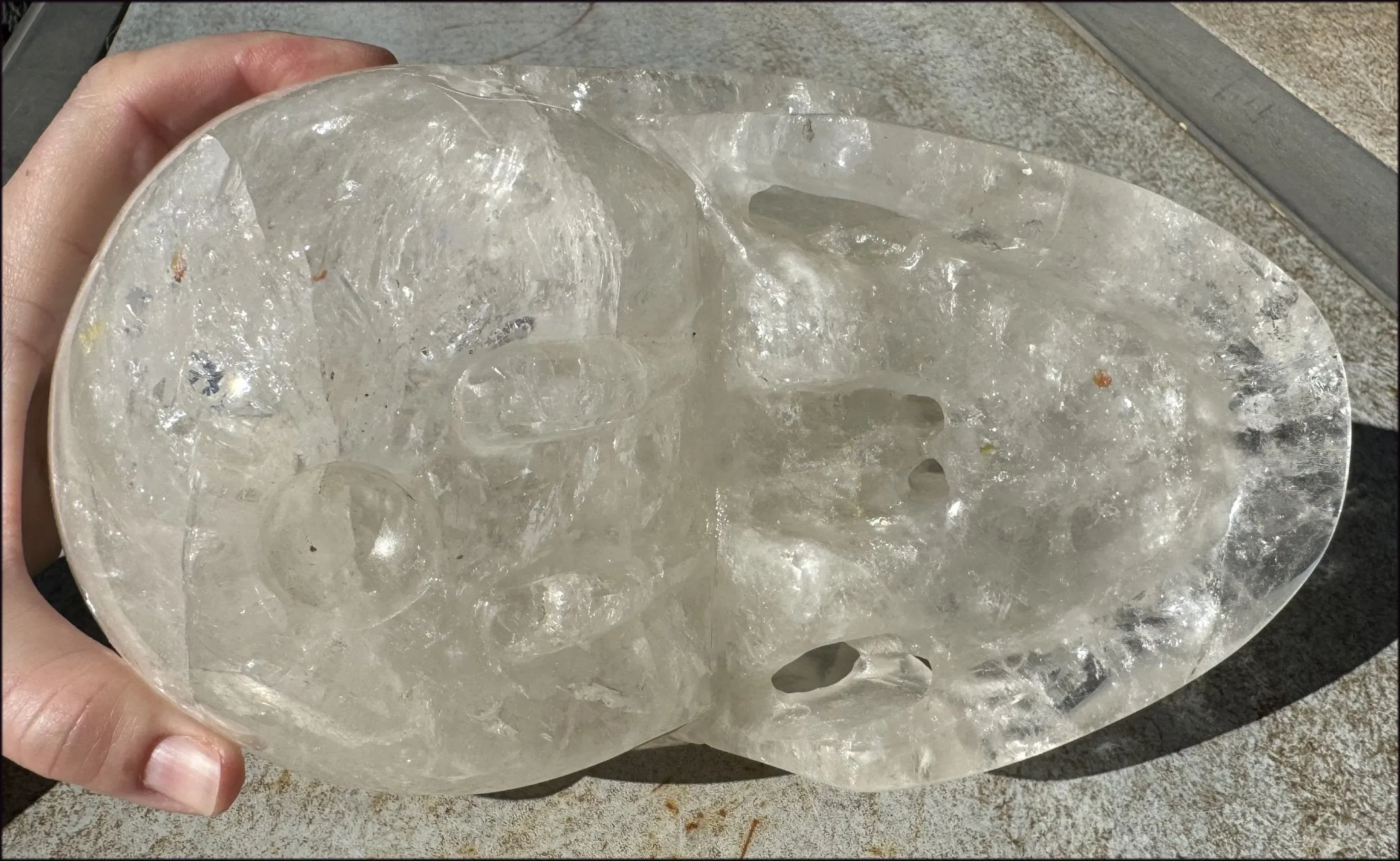 LifeSize Himalayan Quartz Crystal Skull with Multi-Colored Hematite, Fantastic Shimmery Rainbows! - Just over 8lbs
