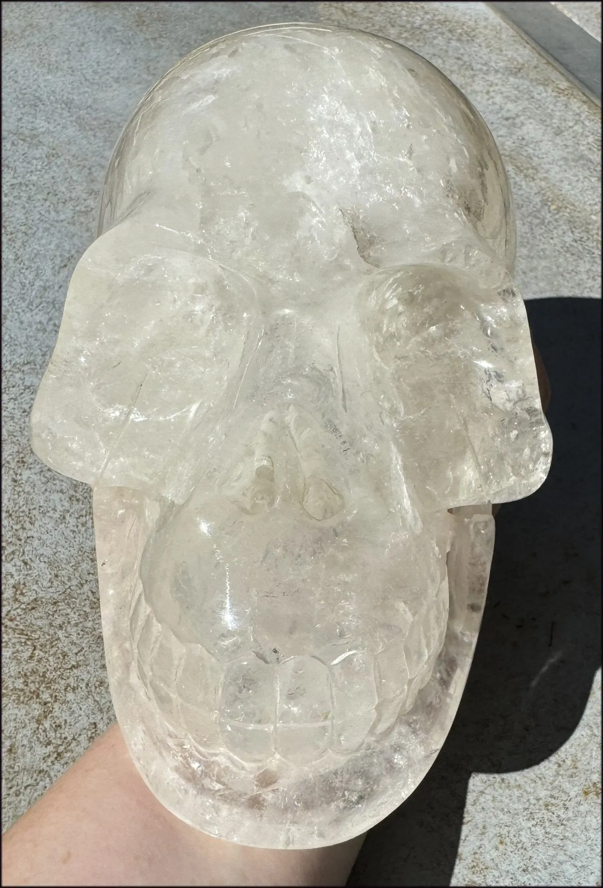 LifeSize Himalayan Quartz Crystal Skull with Multi-Colored Hematite, Fantastic Shimmery Rainbows! - Just over 8lbs