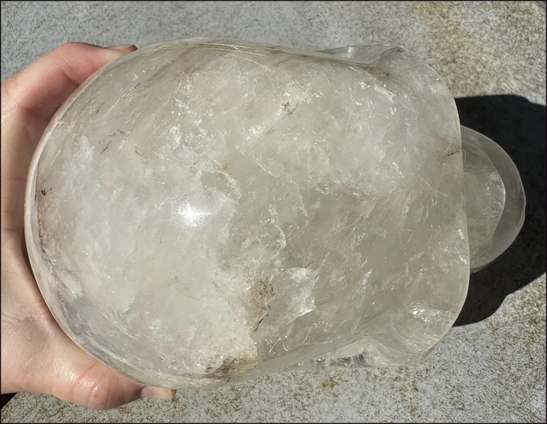 LifeSize Himalayan Quartz Crystal Skull with Multi-Colored Hematite, Fantastic Shimmery Rainbows! - Just over 8lbs