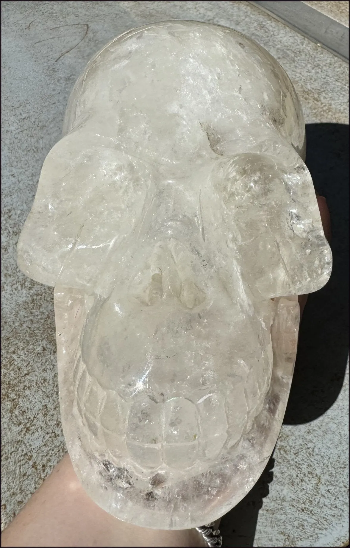 LifeSize Himalayan Quartz Crystal Skull with Multi-Colored Hematite, Fantastic Shimmery Rainbows! - Just over 8lbs