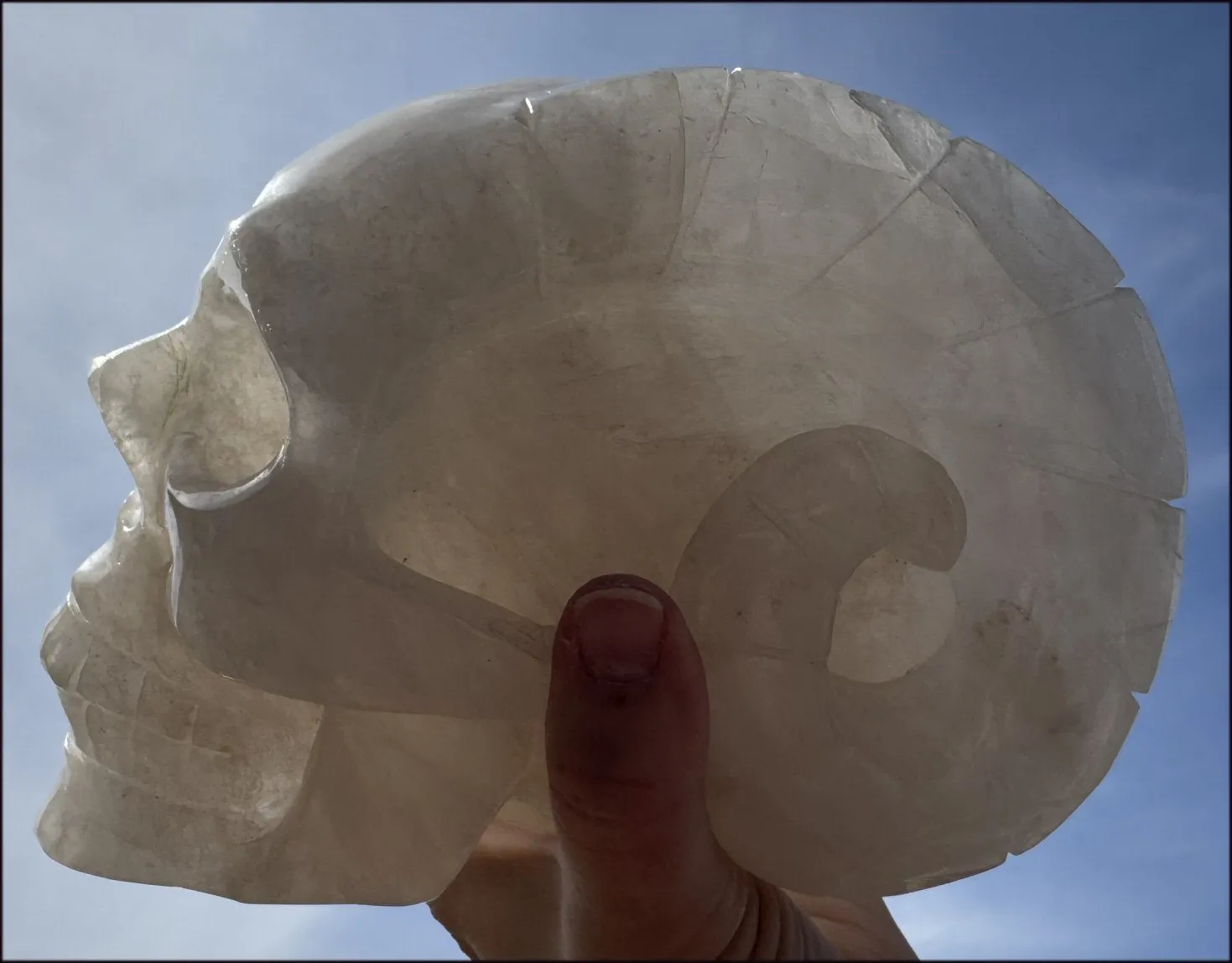 LifeSize MONGOLIAN QUARTZ Ram Crystal Skull with Hematite, Chlorite