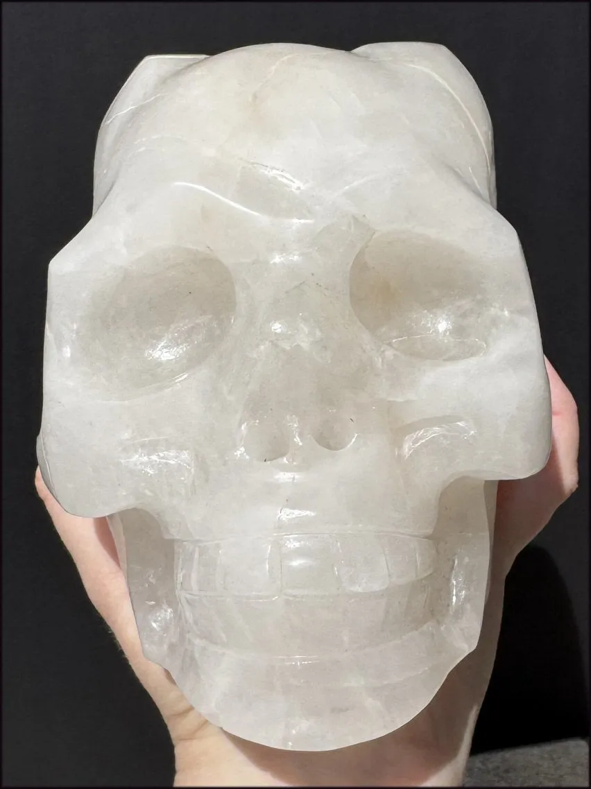 LifeSize MONGOLIAN QUARTZ Ram Crystal Skull with Hematite, Chlorite