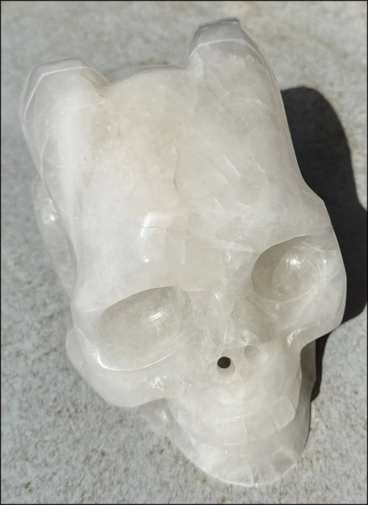 LifeSize MONGOLIAN QUARTZ Ram Crystal Skull with Hematite, Chlorite
