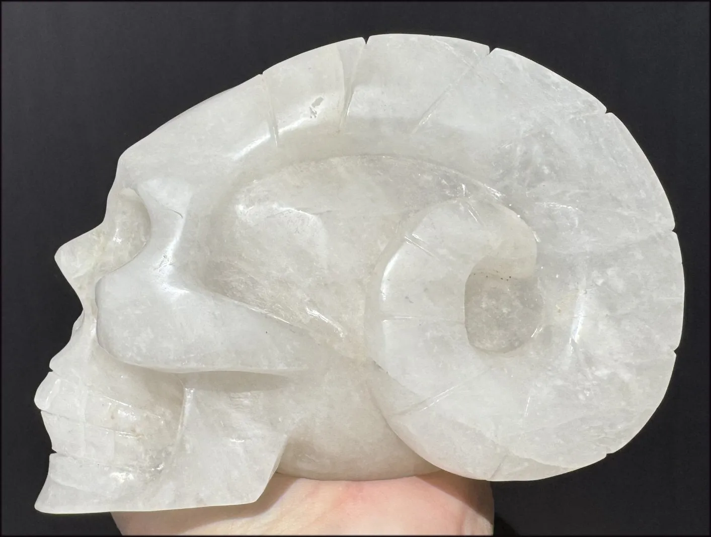 LifeSize MONGOLIAN QUARTZ Ram Crystal Skull with Hematite, Chlorite