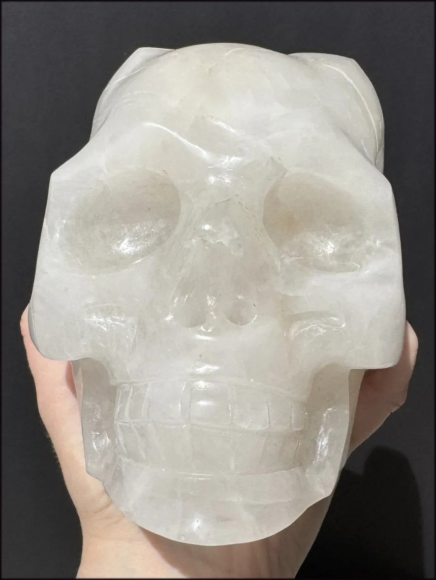 LifeSize MONGOLIAN QUARTZ Ram Crystal Skull with Hematite, Chlorite