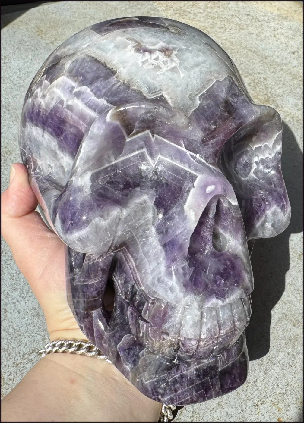 LifeSize Super 7 / Melody Stone CRYSTAL SKULL - Excellent for healing work! - 9lbs 