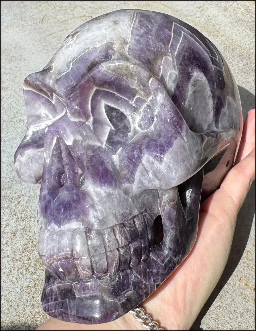 LifeSize Super 7 / Melody Stone CRYSTAL SKULL - Excellent for healing work! - 9lbs 