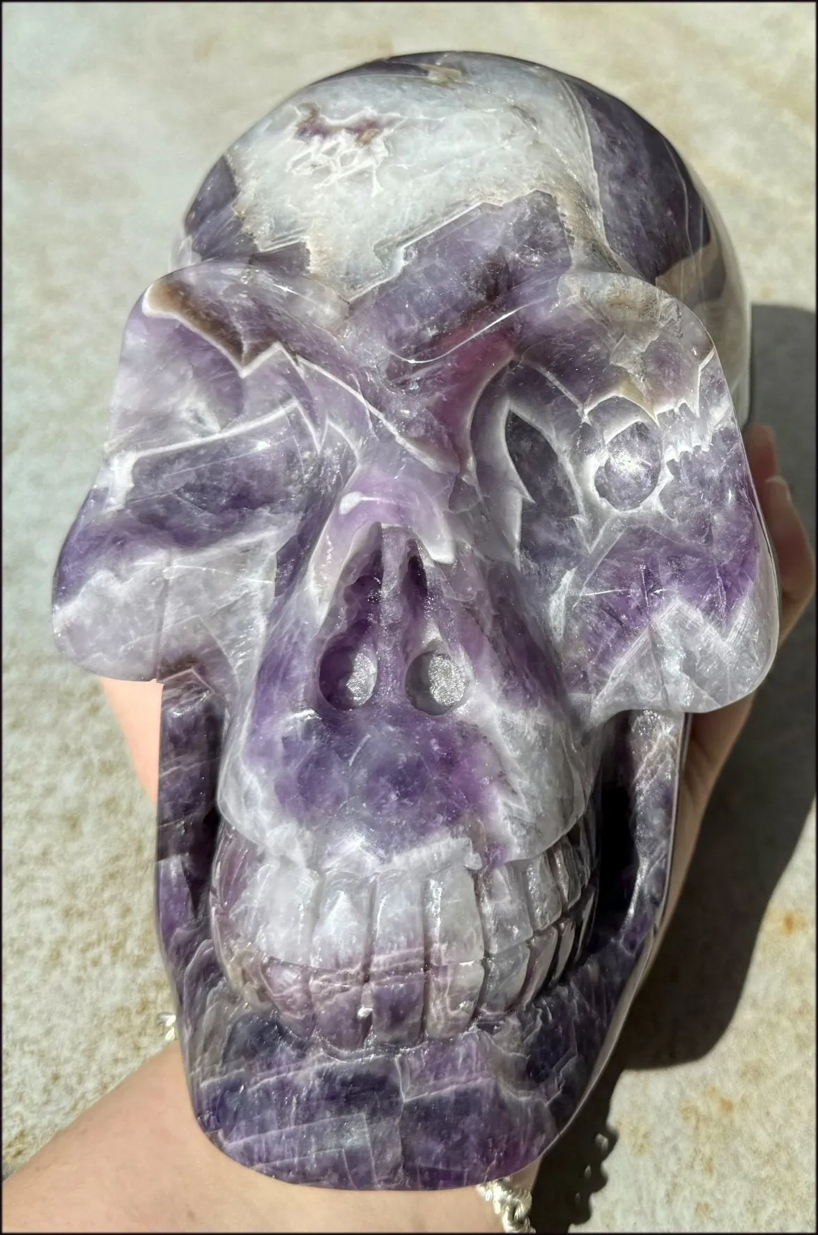 LifeSize Super 7 / Melody Stone CRYSTAL SKULL - Excellent for healing work! - 9lbs 