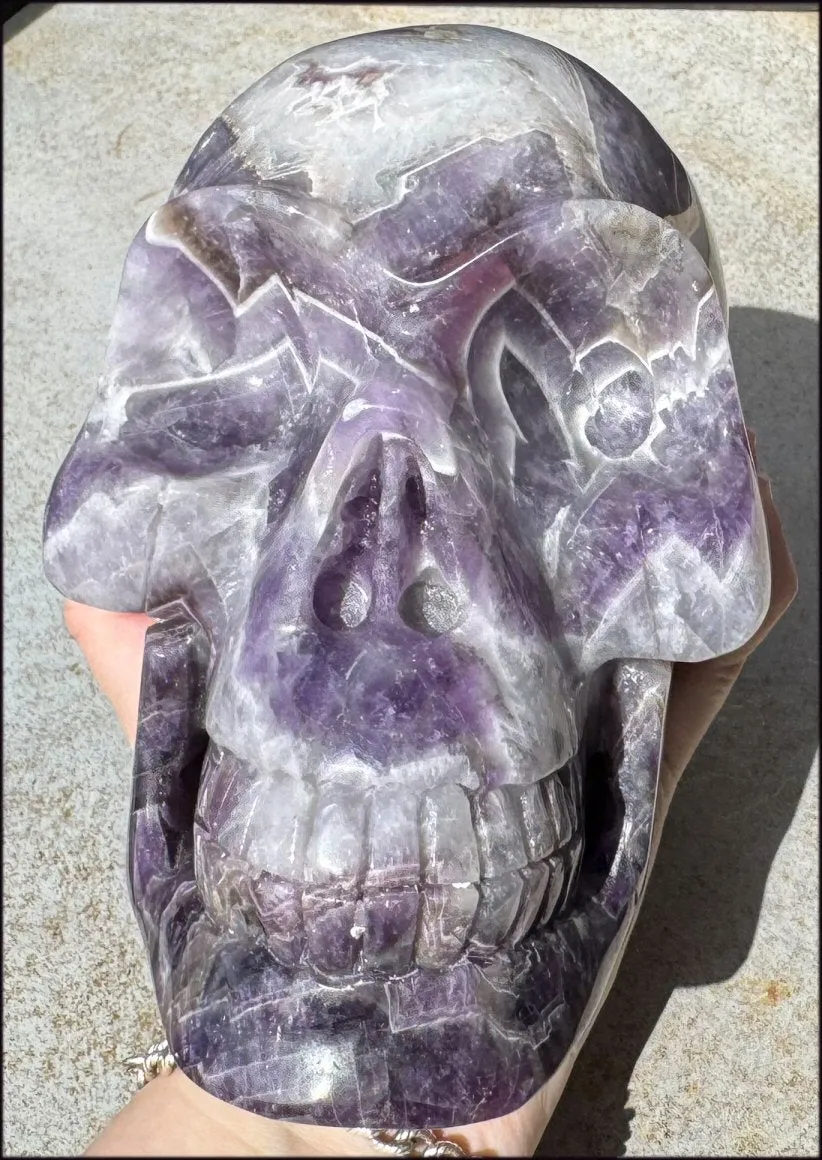 LifeSize Super 7 / Melody Stone CRYSTAL SKULL - Excellent for healing work! - 9lbs 