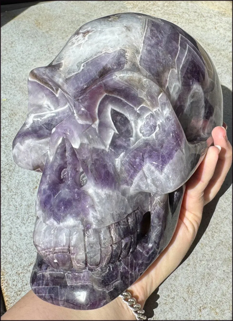 LifeSize Super 7 / Melody Stone CRYSTAL SKULL - Excellent for healing work! - 9lbs 