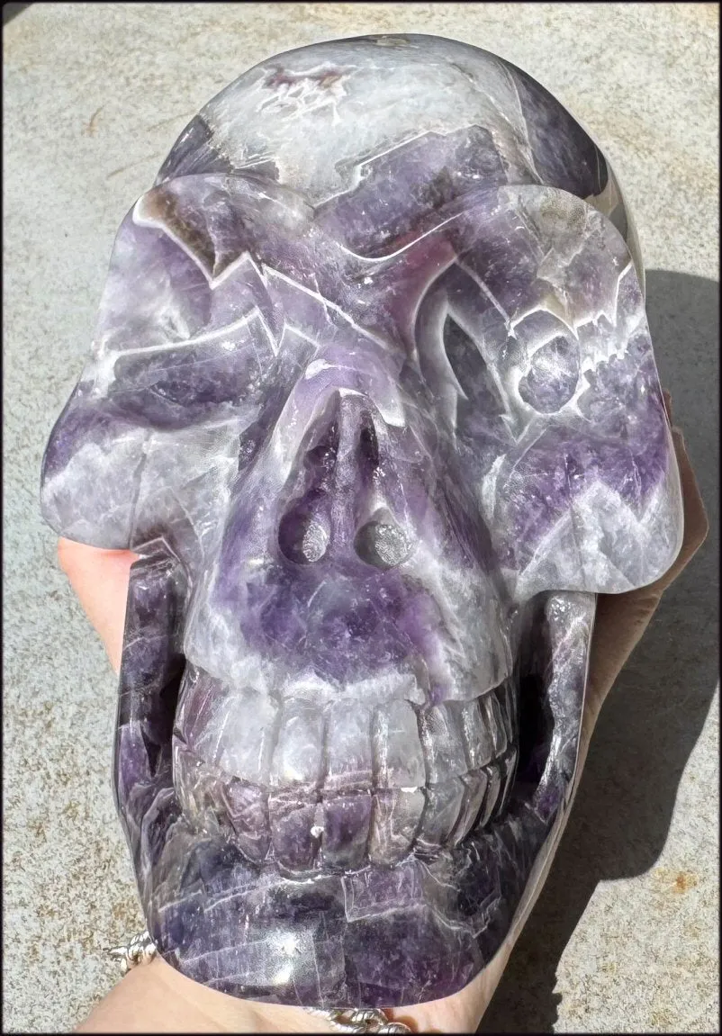 LifeSize Super 7 / Melody Stone CRYSTAL SKULL - Excellent for healing work! - 9lbs 