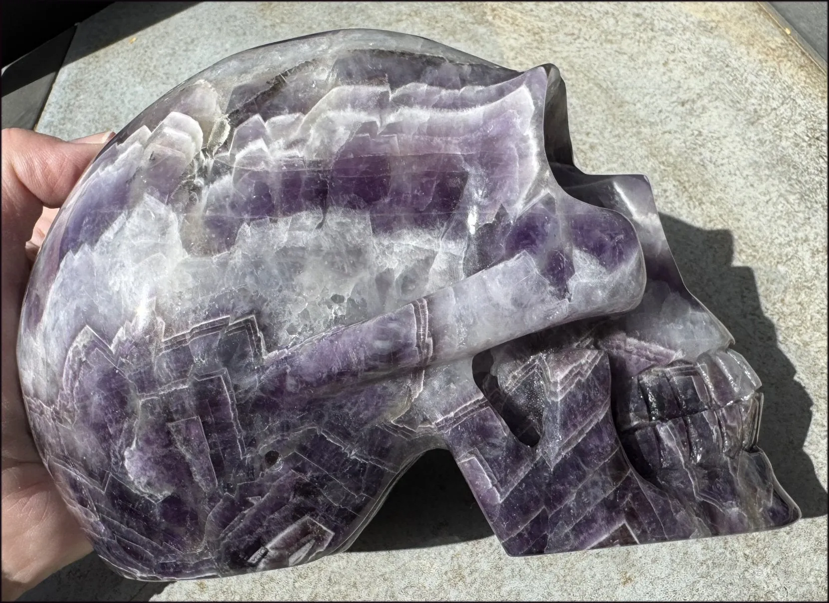 LifeSize Super 7 / Melody Stone CRYSTAL SKULL - Excellent for healing work! - 9lbs 