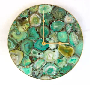 Light Green Agate Round Wall Clock