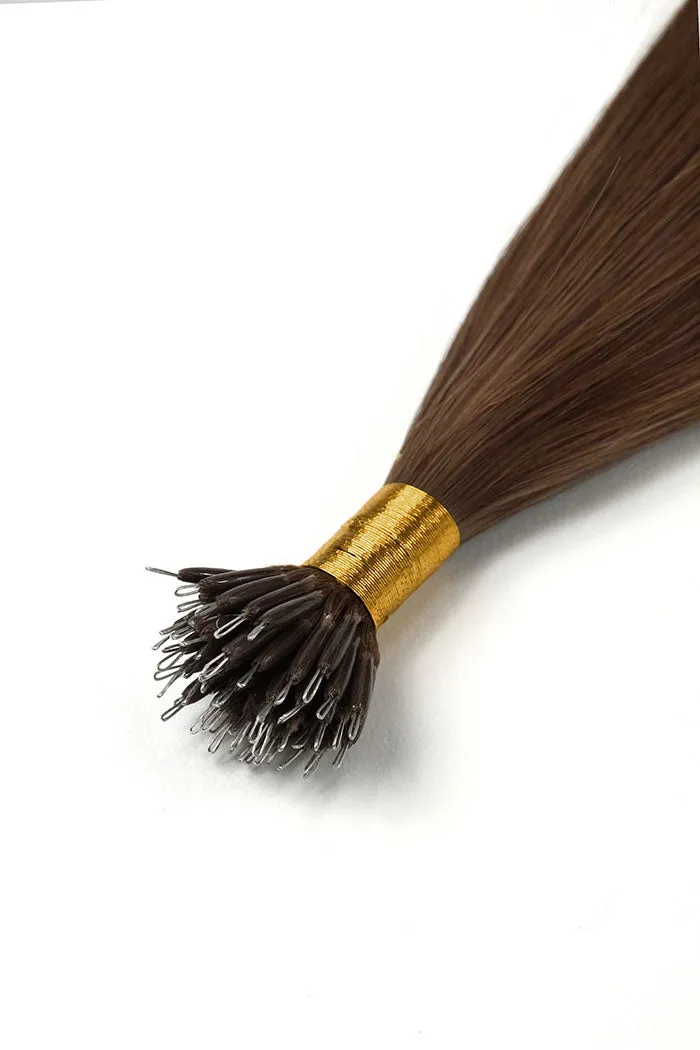 Light/Chestnut Brown (#6) Nano Ring Hair Extensions
