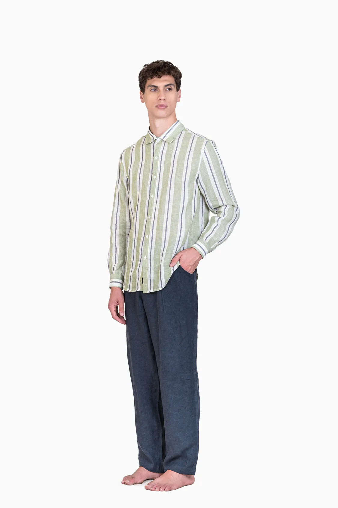 Linen Damon Shirt-Tiffany Green