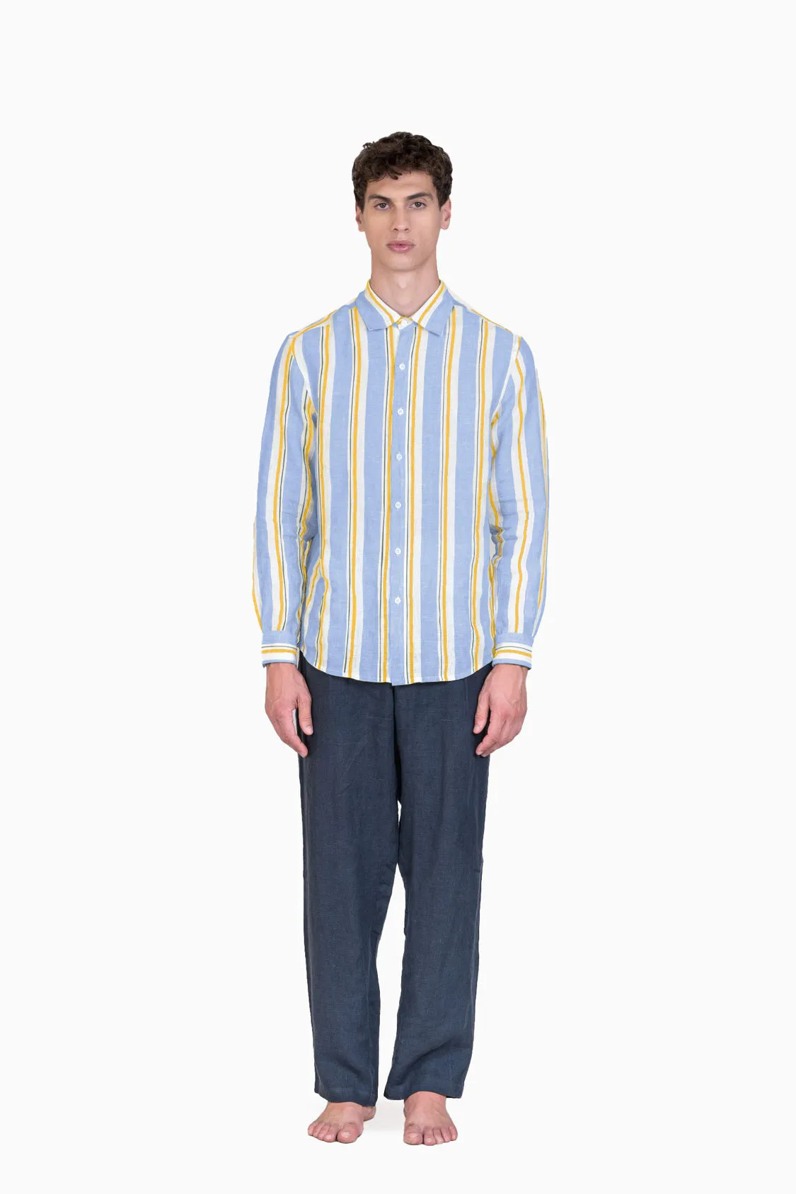 Linen Damon Shirt-Tiffany Green