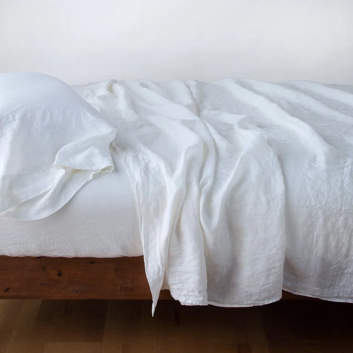Linen Fitted Sheet - White - King
