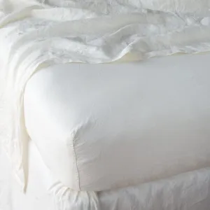 Linen Fitted Sheet - Winter White - King