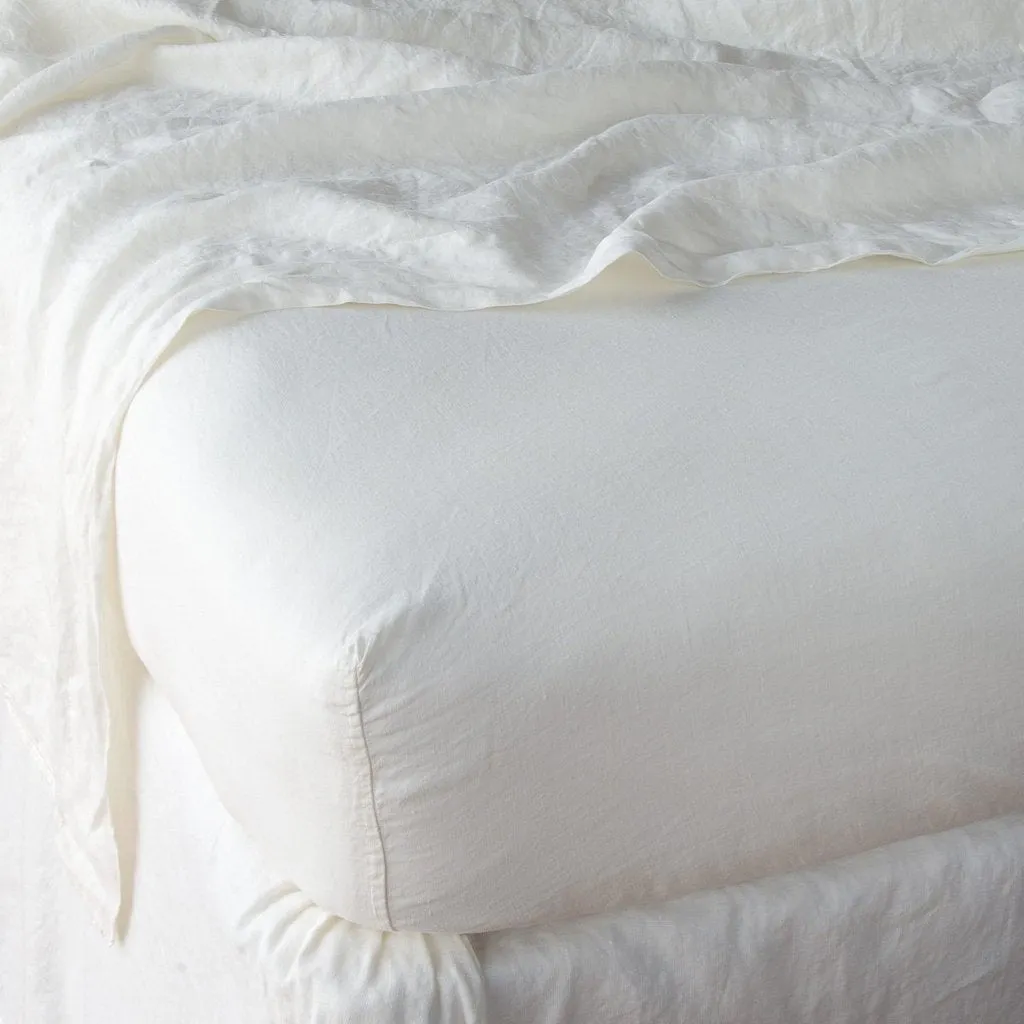 Linen Fitted Sheet - Winter White - Queen