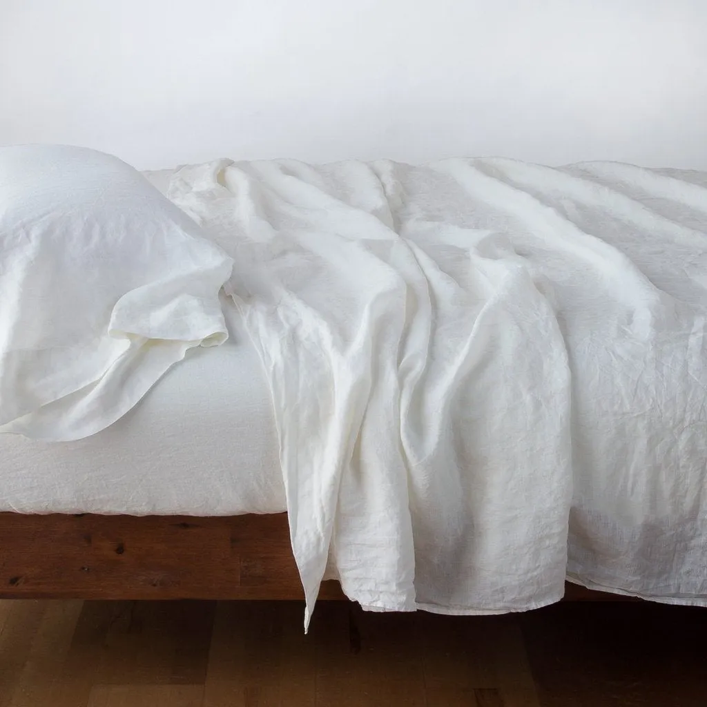 Linen Fitted Sheet - Winter White - Queen