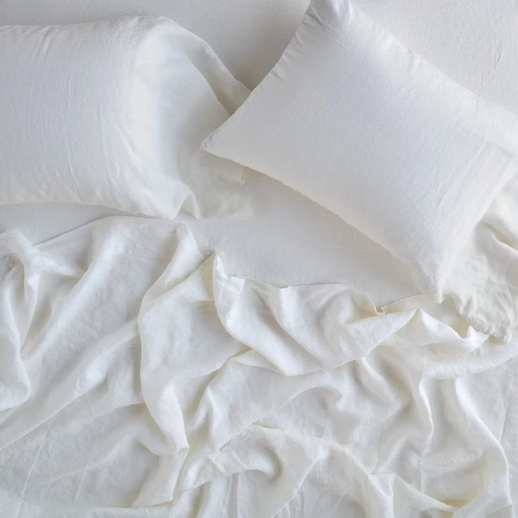 Linen Fitted Sheet - Winter White - Queen