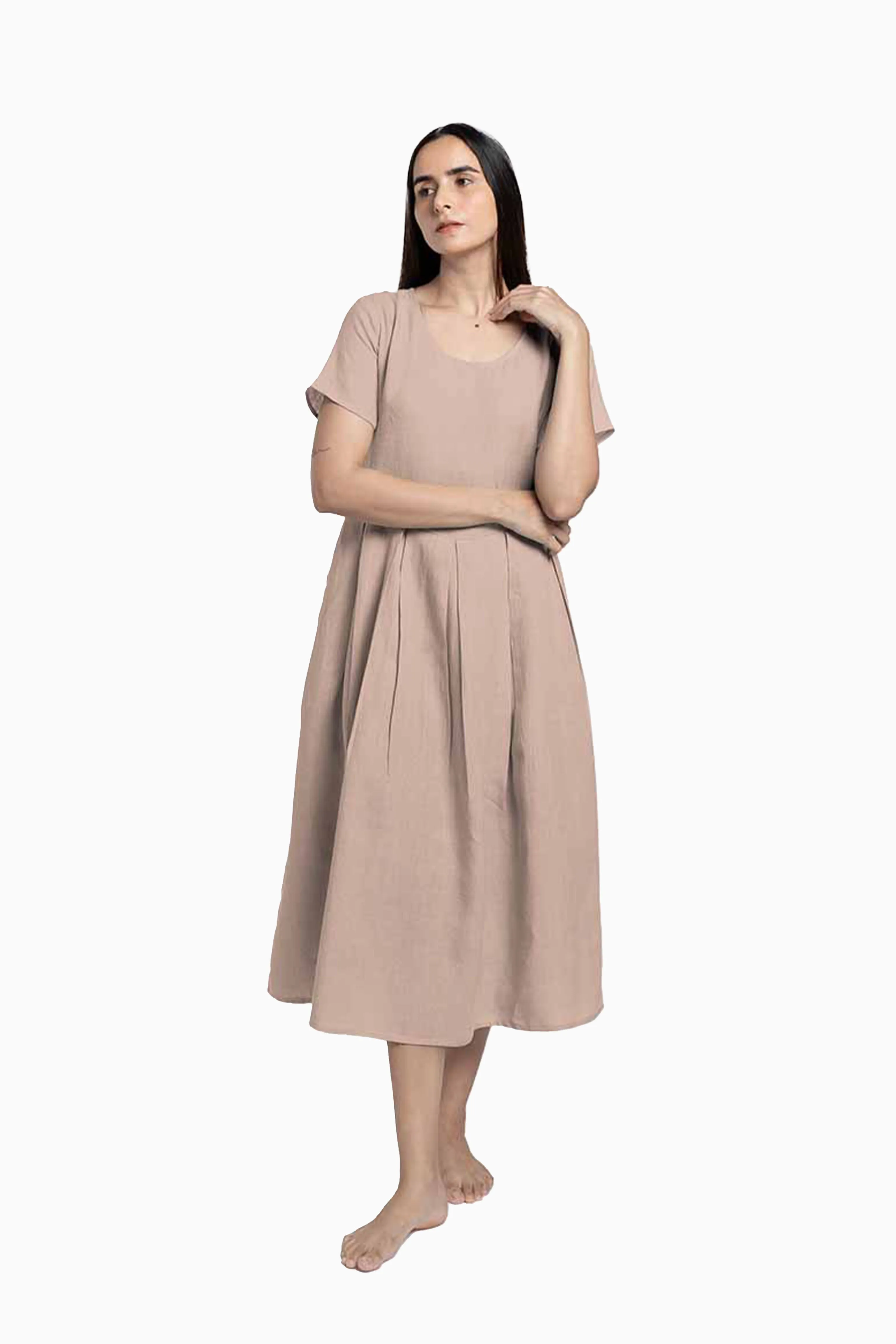 Linen Selah Dress-Midnight Green